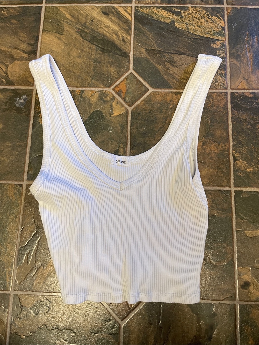 White garage crop top size xs